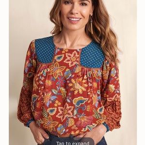 NWT Matilda jane Garden Mums Mixed Print Floral Blouse